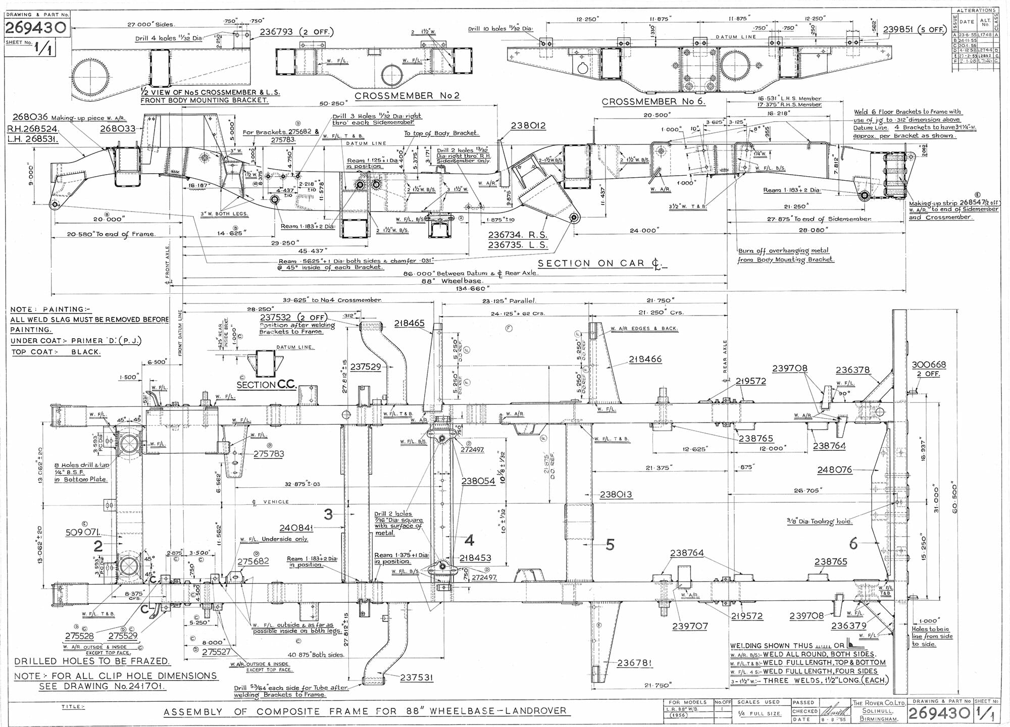 British Motor Heritage Rover Original Drawings 269430 chassis composite frame88 Rover