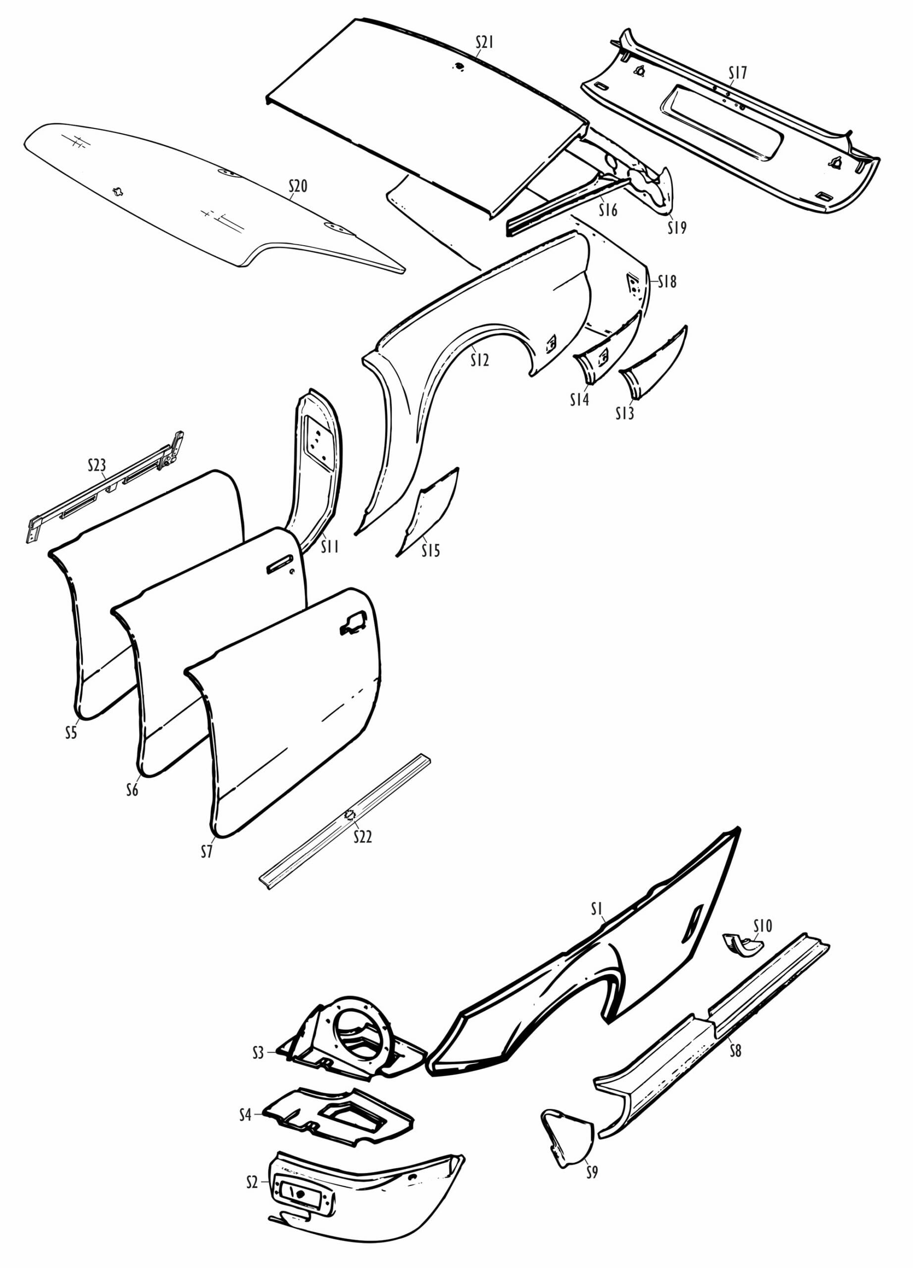 Steelcraft - Drawings Triumph Spitfire Outer panels