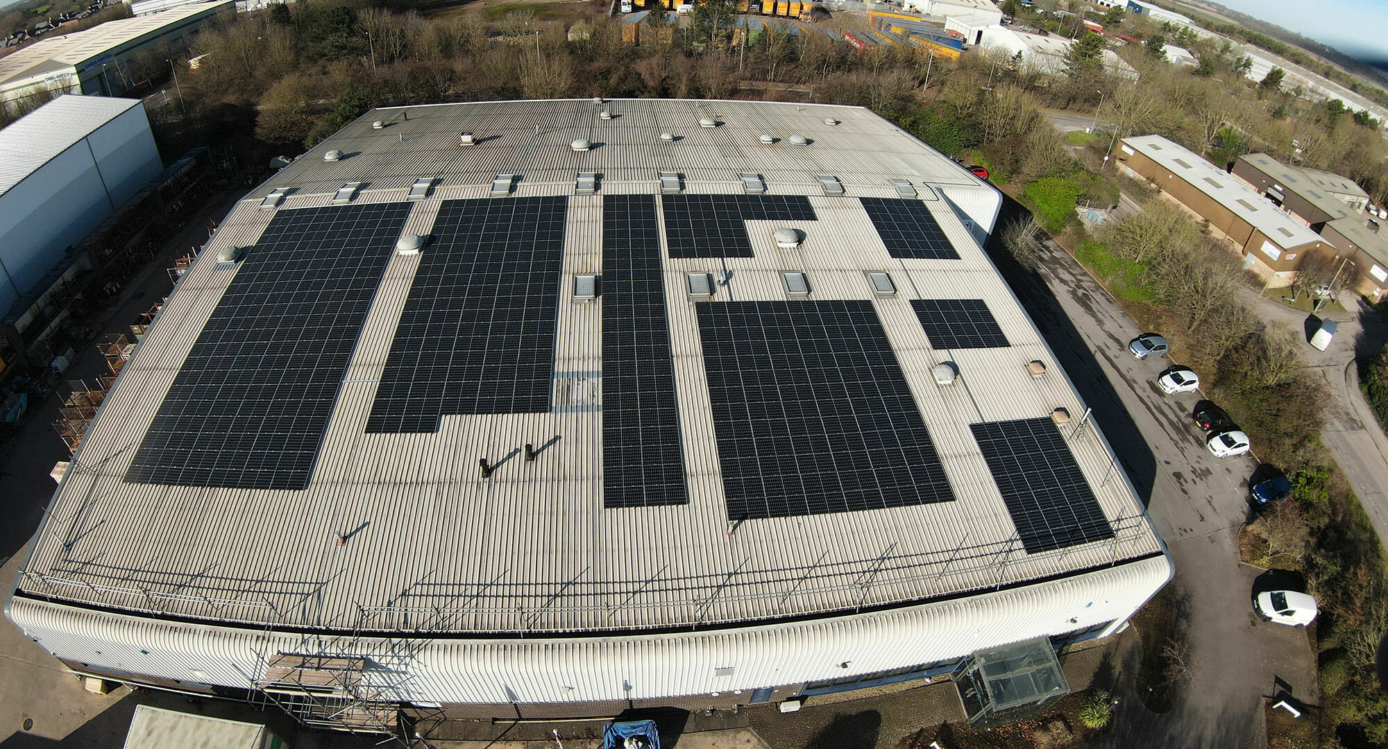 BMH Roof Solar Panels Aerial