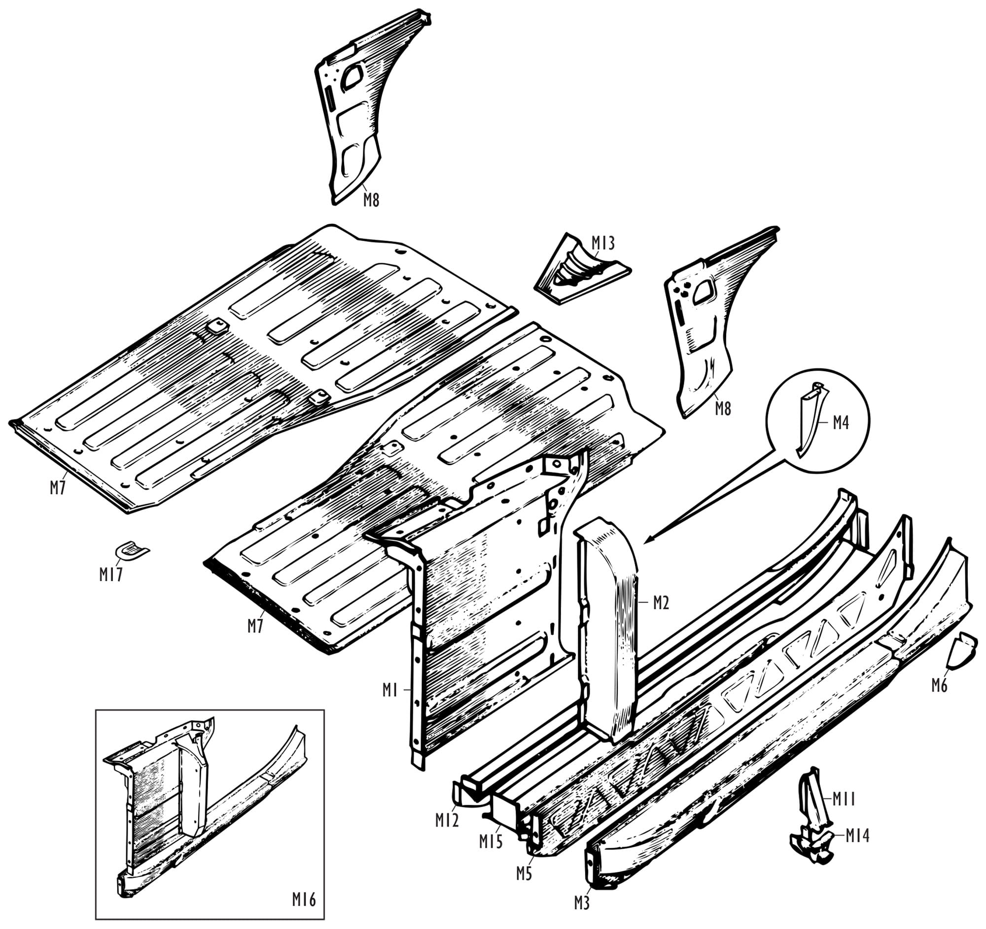 MGB & MGB GT Parts - MGB Centre Body August 25