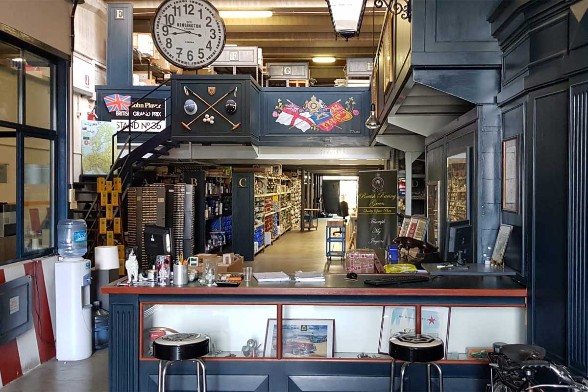 British Racing Green facility Interior Counter